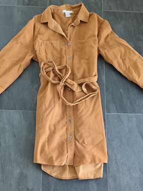 Lucky Brand Soft Corduroy Brown/ Camel Colored Shirt Dress Size Medium